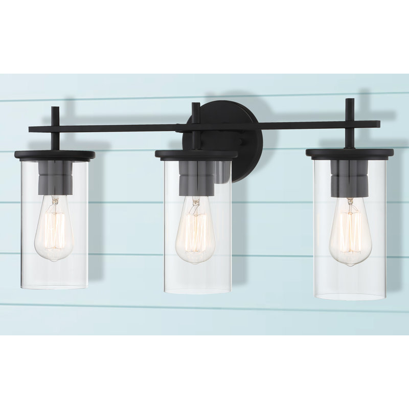 Ashten 3 - Light Dimmable Vanity Light, Clear, Black