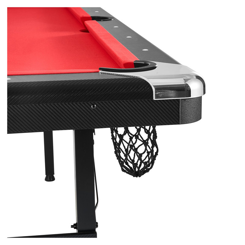 Table de billard pliable de 7 pi avec toile rouge - Ensemble de billard portable pour la salle de jeu à domicile