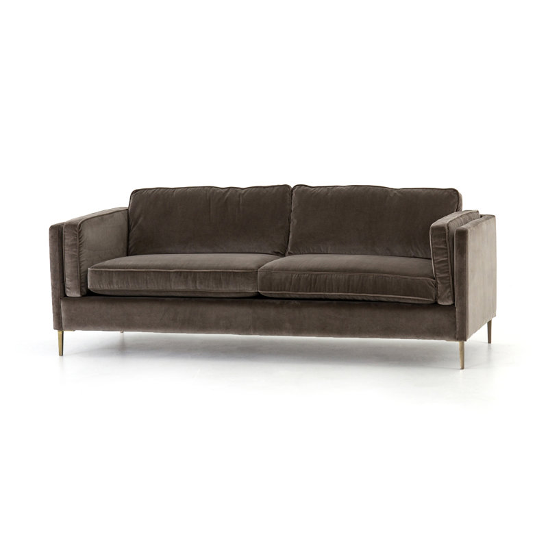 Emery Genuine Leather 84" Square Arm Sofa, Sapphire Birch