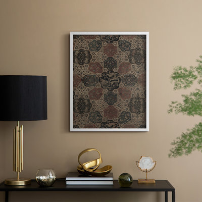 «Vintage Abstract Print CII», reproduction encadrée - bois massif