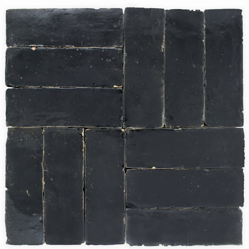 Moroccan Bejmat 5-1/2" x 1-3/4" Wall & Floor Tile, Obsidian