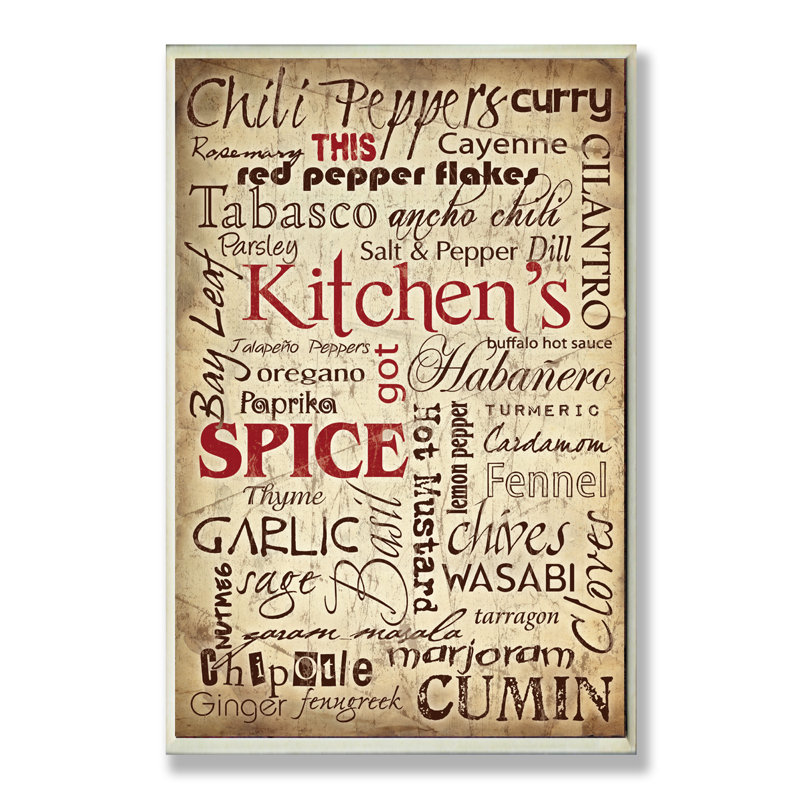 « cuisine épices », reproduction d’impression sur toile tendue, H 13 po x l 19 po, Plaque murale