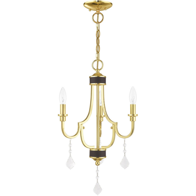 Lustre classique à 3 lumières de style bougie, Laiton poli