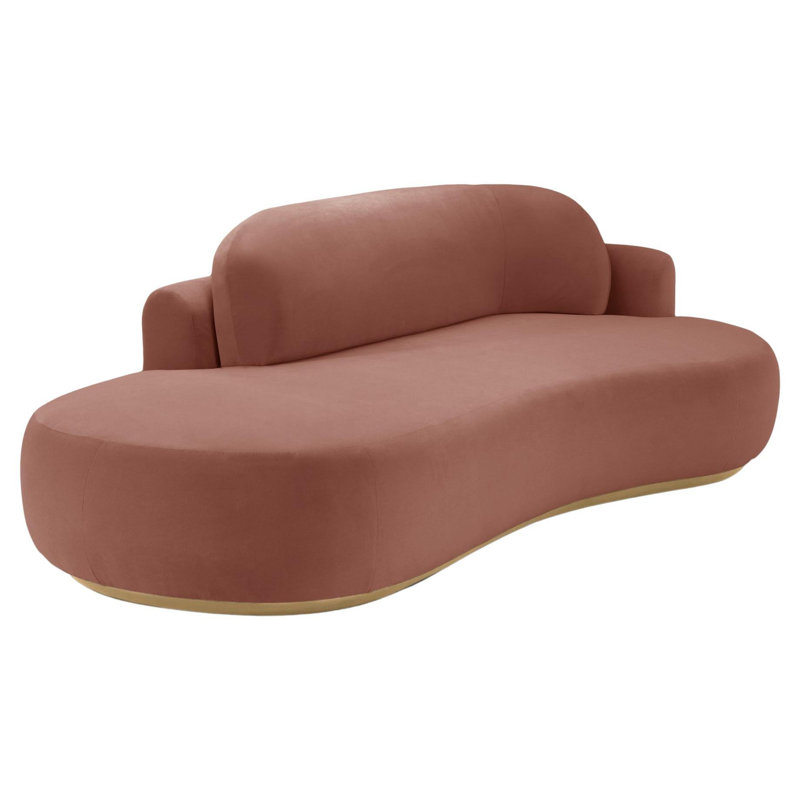Canapé courbé sans accoudoirs de 96 po, Velours Paris Brick, Naturel