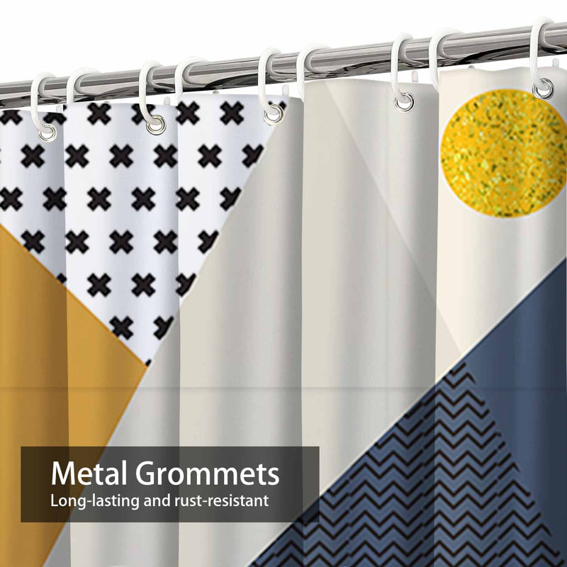 Rideau de douche abstrait à triangles géométriques abstraits avec 12 crochets, L 72 po x l 72 po