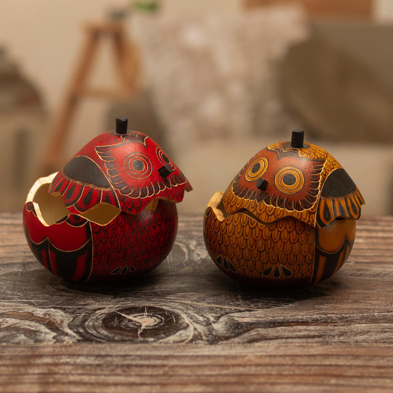 Boîte décorative faite main Loon Peak® Fortune Hiboux séchés
