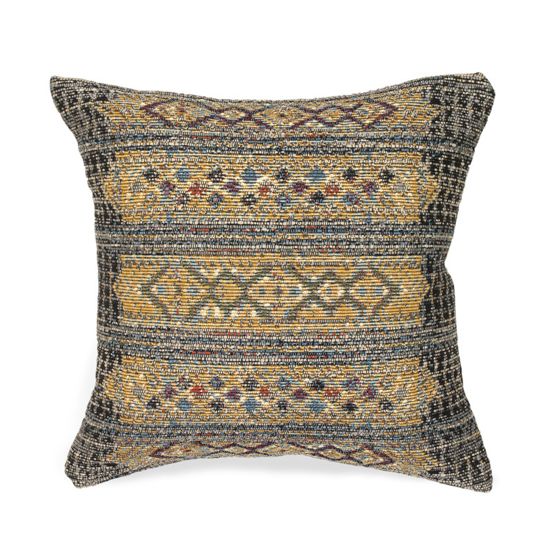 Tribal Black and White Ikat Square Indoor/Outdoor Pillow