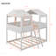 Lit superposé double au-dessus d'un lit double avec toit, fenêtre, garde-corps et échelle (blanc)-30579566