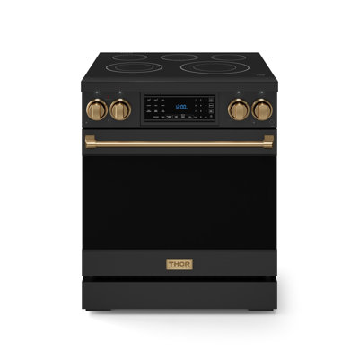 Cuisinière électrique professionnelle à panneau tactile inclinable de 30 po Gordon Ramsay par THOR Kitchen en noir / bronze