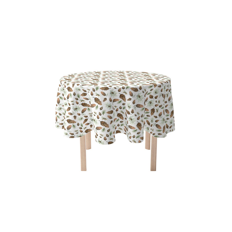 Mccain Pinecones Allover Round Tablecloth, 120" W x 120" L