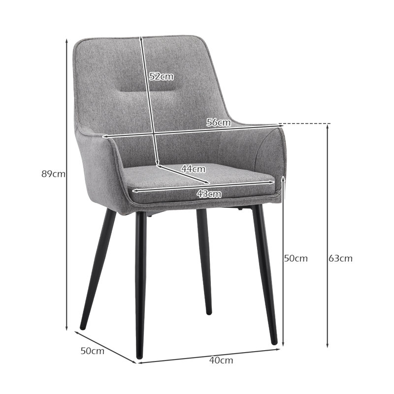 Albrey 50cm H Linen Upholstered Metal Armchair, Grey