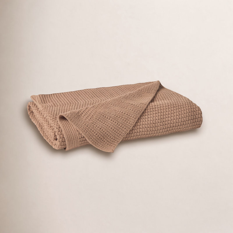 Avalon Knitted Throw Blanket, Almond