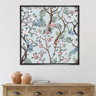 Chinoiserie avec oiseaux et pivoines X - peinture sur toile