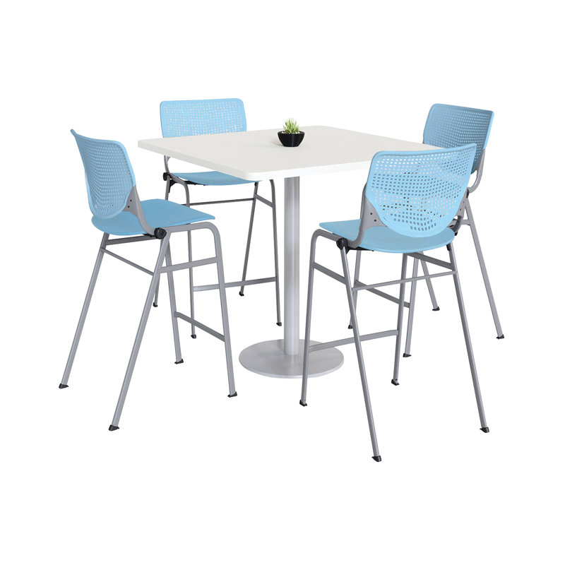 Ensemble de table de salle à manger et chaise Kool L 42 po, Blanc, H 41 po x L 42 po x l 42 po, Bleu ciel