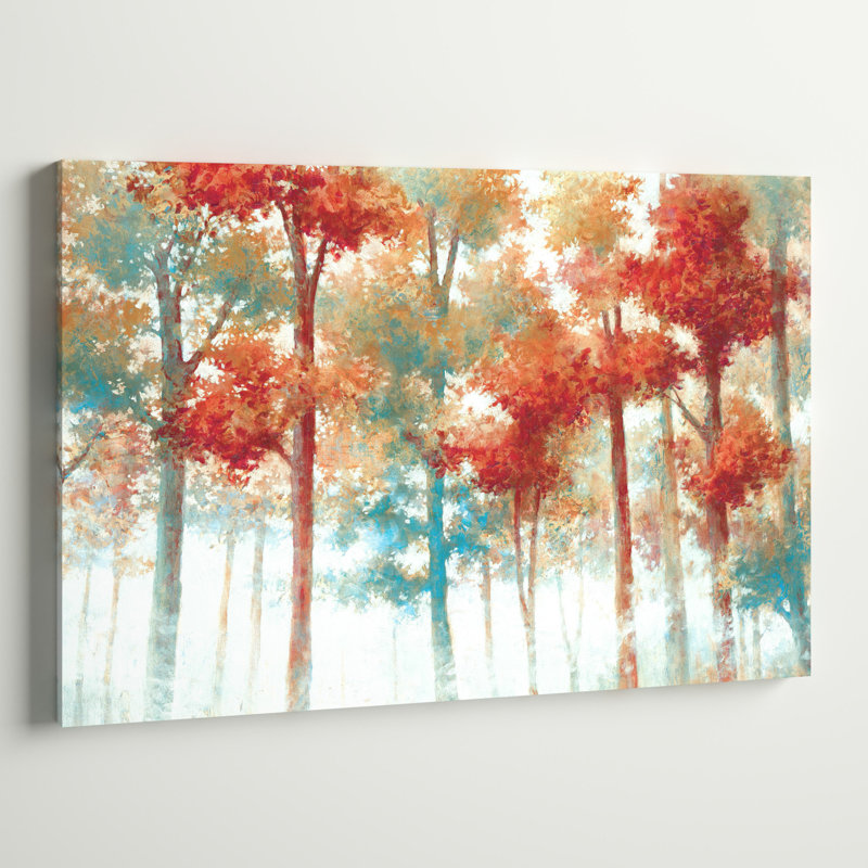 " Red And Blue Forest ", 24" H x 36" W