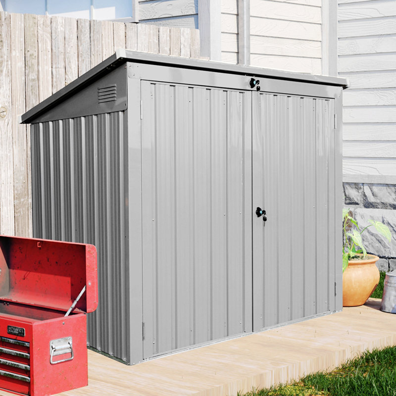 Remise de rangement, la poubelle peut contenir 2 poubelles en métal pour le rangement des ordures, acier inoxydable galvanisé, remise pour la pelouse du jardin
