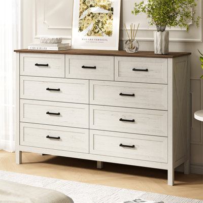 Commode 9 tiroirs avec poignées en métal