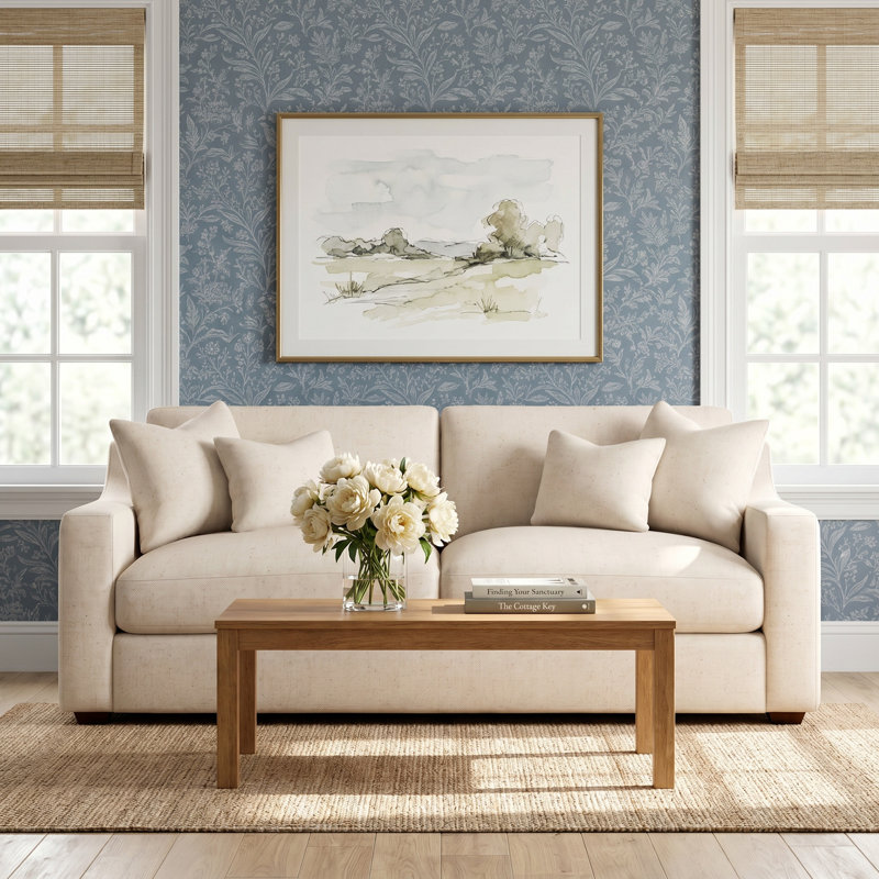 Rhodes Upholstered 94.5'' Sofa, Bayou Light Gray Canvas