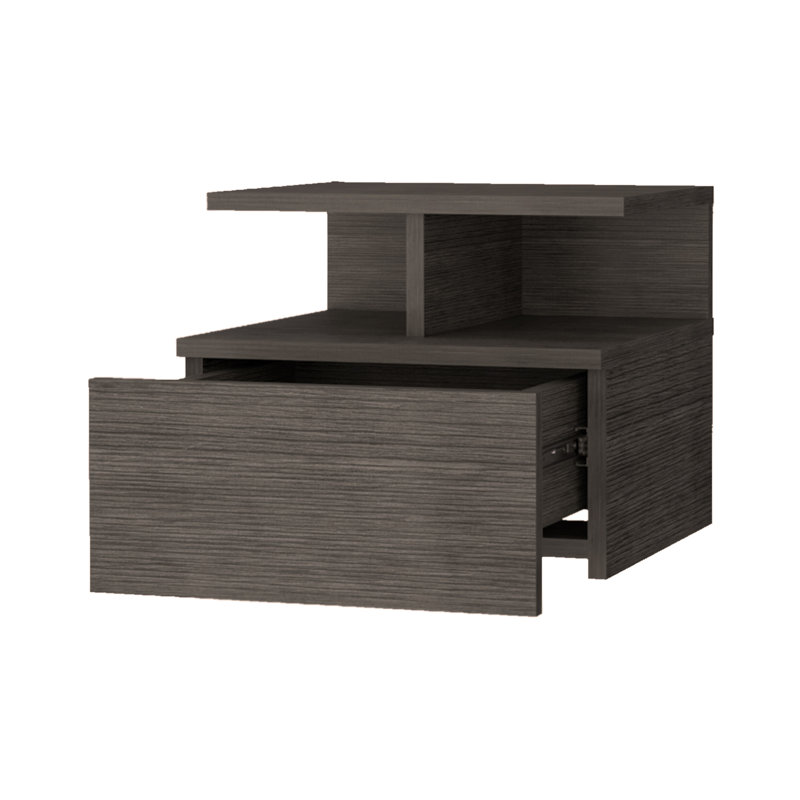Macadamia 2-Tier Shelf Floating Nightstand, Gray