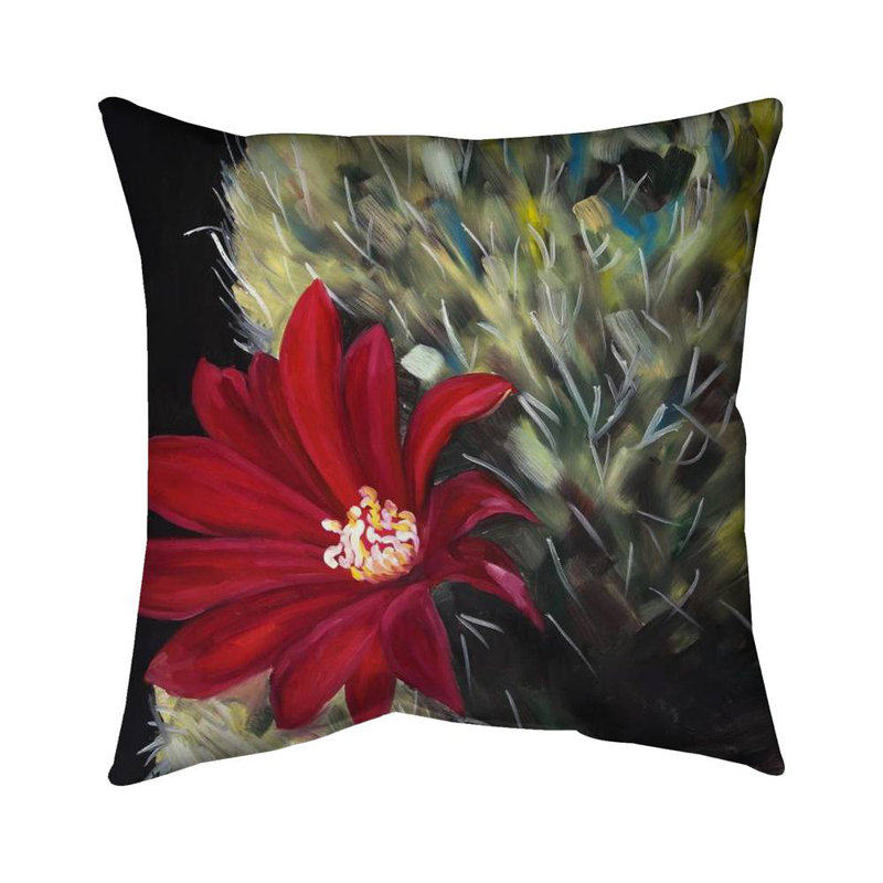 Echinopsis red cactus flower - 16"x16" Throw pillow cover - Poly twill - Print on demand, 16" x 16"