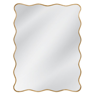 Hadar Modern Gold Rectangular Wall Mirror with Textured Frame