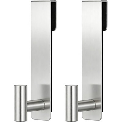 Silver 2-Pack 7.5 Inch T-Shaped Shower Door Hooks, Stainless Steel Over Glass Door Hangers for Robes & Towels, Bathroom Storage for Glass Shower Panels