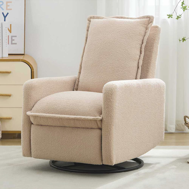 Fauteuil inclinable, berçant et oscillant, chaise berçante, Tissu bouclé avoine