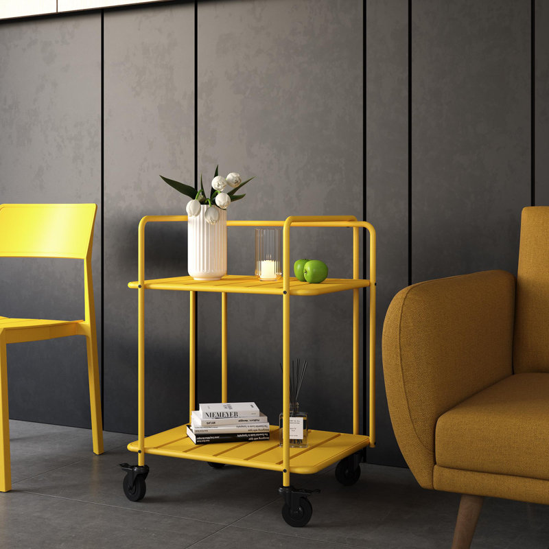 Eloria Metal Bar Cart, Yellow