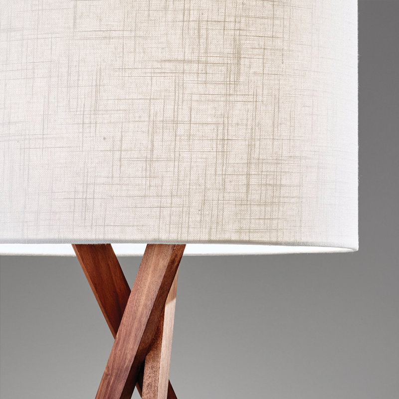 Harcourt 63'' White Textured Linen Shade Solid Wood Tripod Floor Lamp