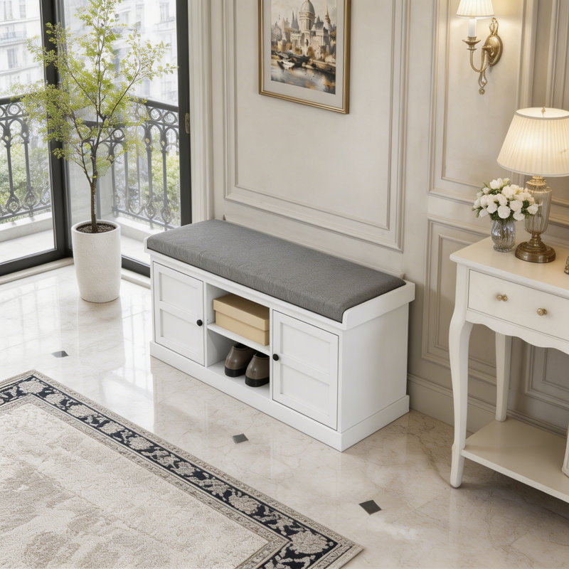 Banc d'entrée, banc de rangement pour chaussures