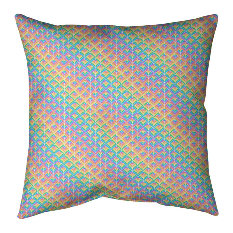 Housse et insert de coussin en coton, H 14 po x l 14 po, Pas de bourre, Bleu / orange / rose