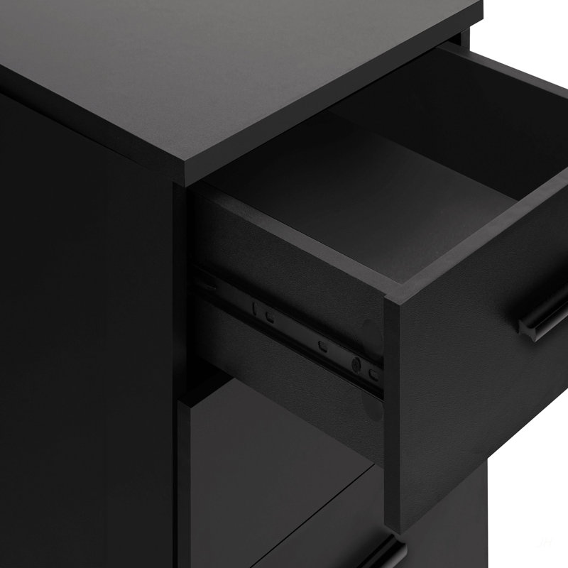 File Cabinet, Rolling Mobile, Storage Drawers, Printer Stand, Office, Work, Black Laminate, Contemporary, Modern