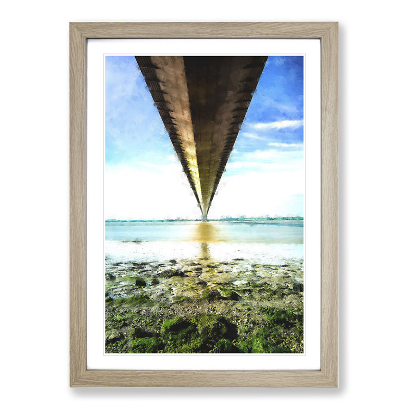 Humber Bridge - Picture Frame Graphic Art, 36cm H x 27cm W x 2cm D, Oak Framed