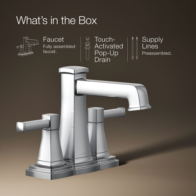 Riff Centerset Bathroom Sink Faucet, 1.2 GPM, Polished Chrome