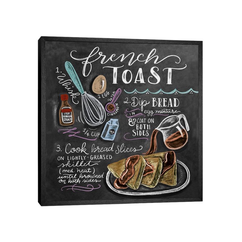 French Toast Recipe - Print on Canvas, Black Floater Framed, 45.72cm H x 45.72cm W x 3.81cm D