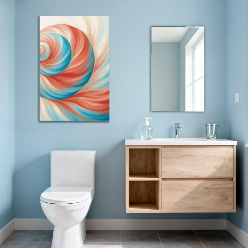 Plantes et fleurs en spirale rouge-bleu et crème, H 18 po x l 12 po