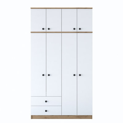 Modern Wardrobe with Walnut & White Finish, 47.2 x 85.4 x 16.7 inches | 100% Melamine Coated Particle Board, Thickness: 0.7 inches | Stylish Storage Solution for Bedroom & Closet Organization, Durable & Elegant Design