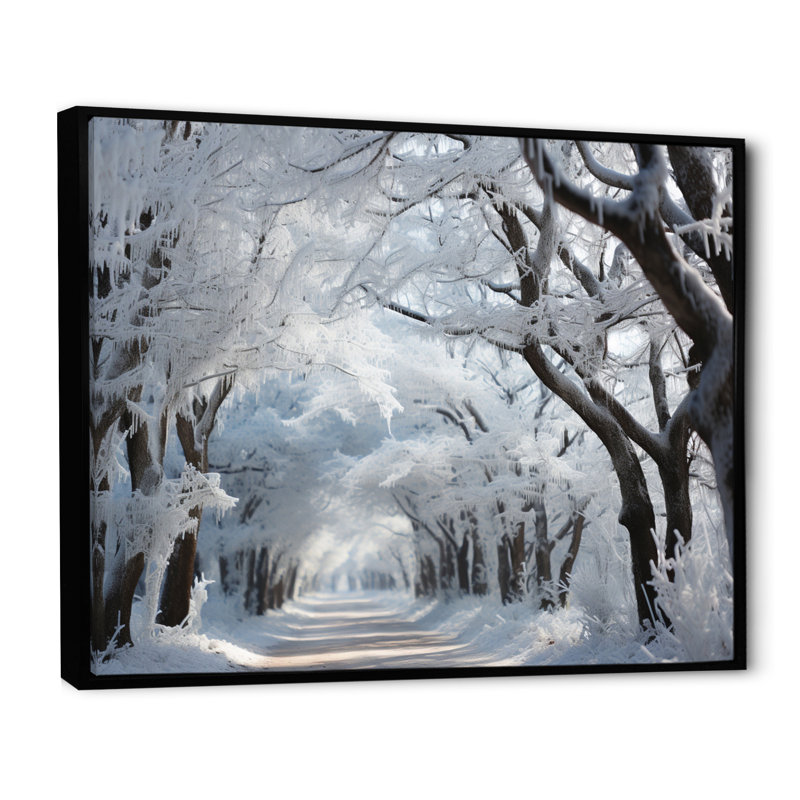 " Winter Frosty Forest I ", Black Floater Framed, 24" H x 32" W x 1" D