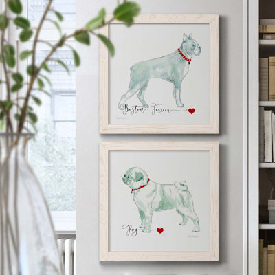 «Must Love Boston Terriers», ensemble de 2 peintures sur toile encadrées