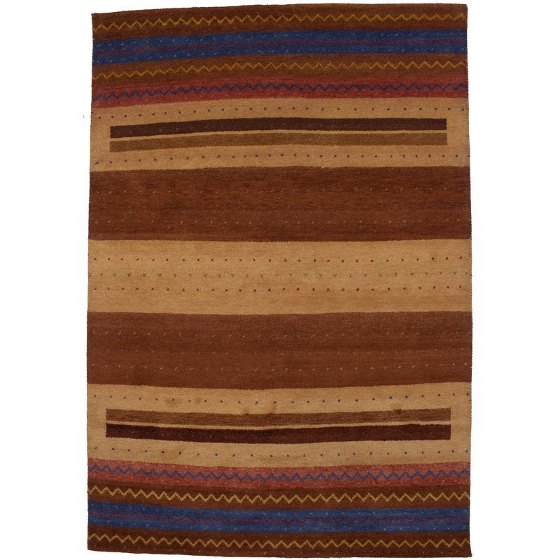 Tapis brun / beige en laine noué à la main Soho