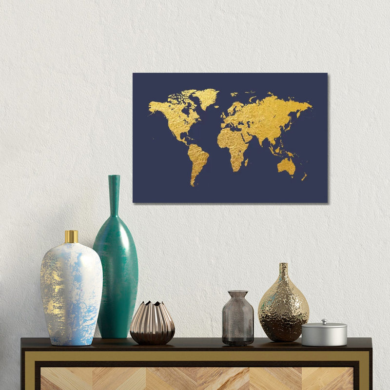 Gold Foil On Denim by Michael Tompsett - Print on Canvas, 30.48 cm H x 45.72 cm W, Wrapped Canvas