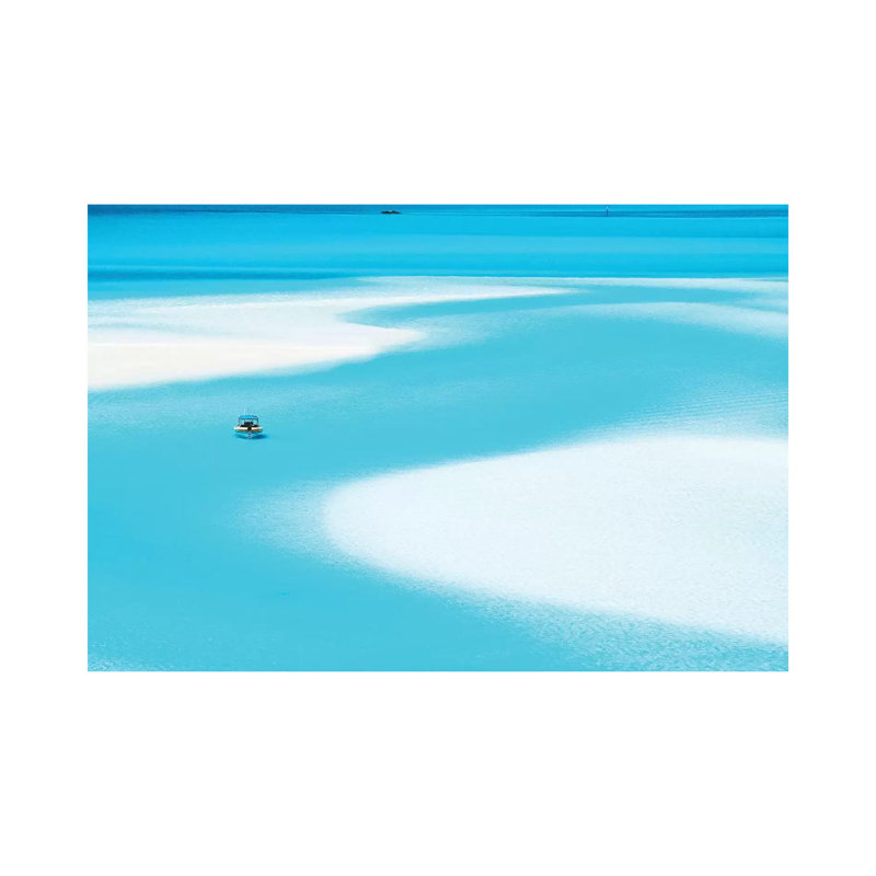 Sand Patterns Hill Inlet With Zodiac Boat, 66.04 cm H x 45.72 cm W