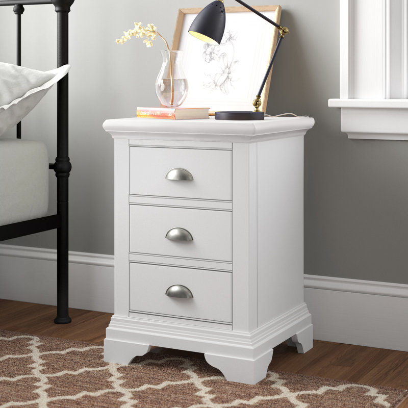 Raffin 46.4cm W Bedside Table, White