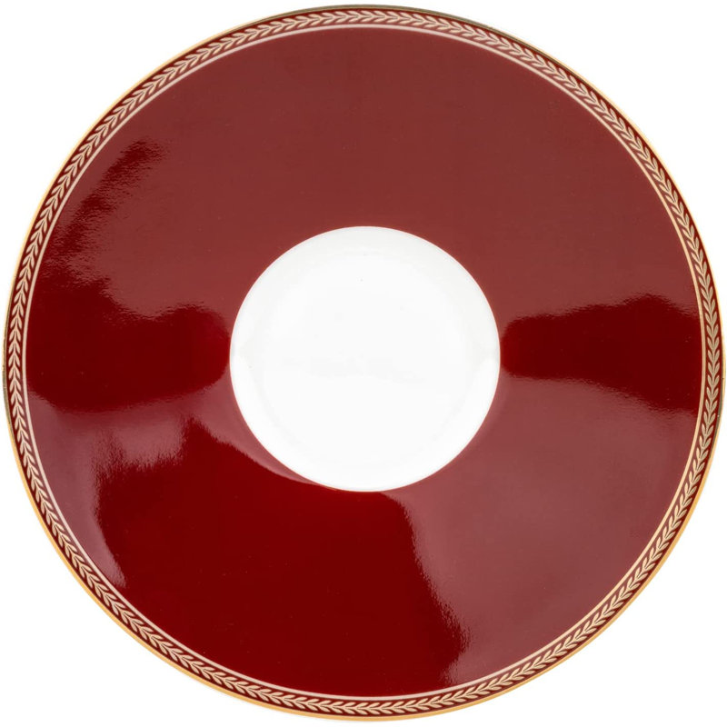 Tasse à thé en porcelaine Charnay, Rouge / blanc