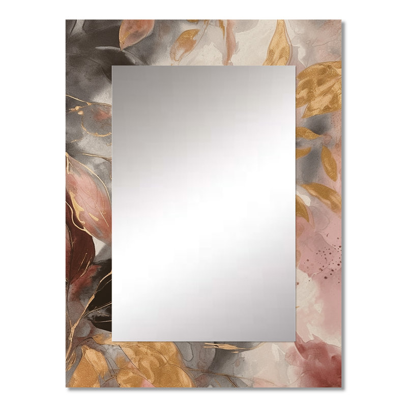 Gold Herb Elixir - miroir aux herbes, miroir mural traditionnel unique, impression sur métal, 32 po x 24 po