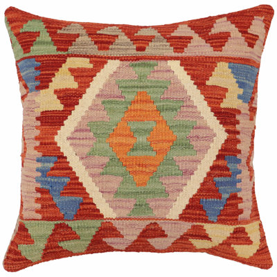 Coussin Kilim Boho Chic George tissé à la main - 20 po x 20 po