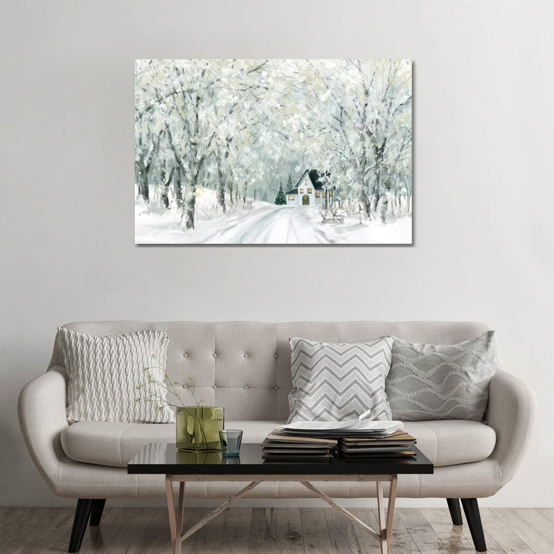 «Christmas Lane» par Carol Robinson - reproduction imprimée, H 32 po x l 48 po x 1,5 po, Toile tendue, Pas de tapis