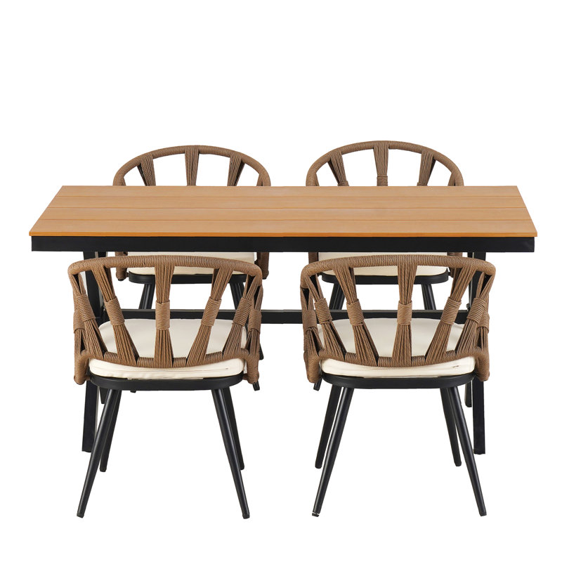 Ensemble d'extérieur contemporain avec chaises en rotin PE et table en plastique U_Style, Beown