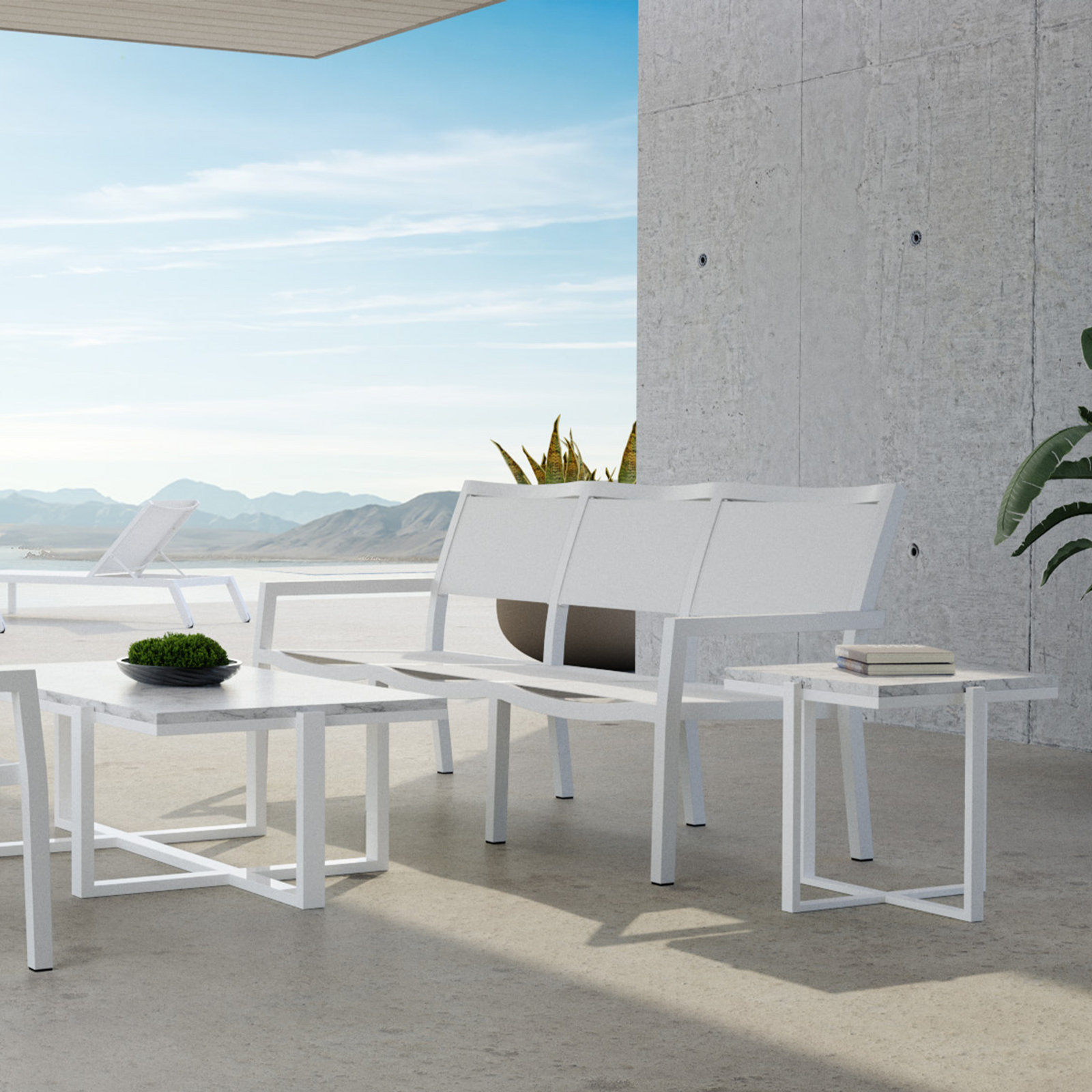 Naples 78'' Wide Rectangle Aluminum Patio Sofa