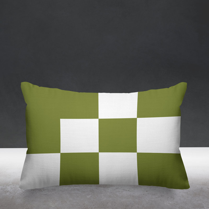 Coussin décoratif à motif géométrique intérieur / extérieur York, Vert olive
